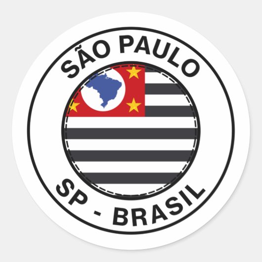 Sticker Rond Brasil Sao Paulo SP Bandeira Stamp (Devant)