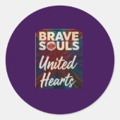 Sticker Rond Brave Souls United Hearts (Devant)