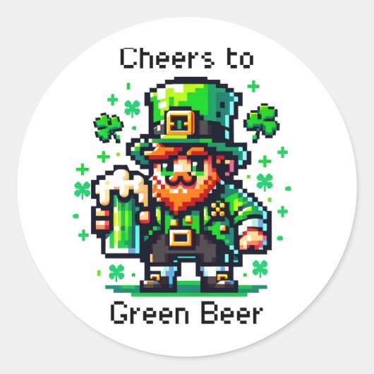 Sticker Rond Bravo à la bière verte | Saint Patrick's Day (Devant)