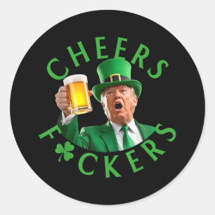 Sticker Rond Bravo Forny St patrick Trump Leprechaun B