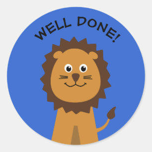 Sticker Rond Bravo les maîtres de lions bleu