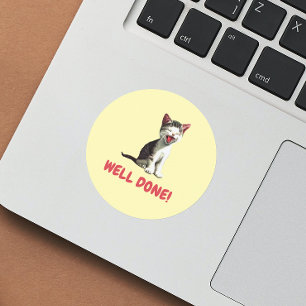 Sticker Rond Bravo ! mignon rire encouragements de professeur d