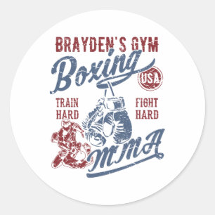 Sticker Rond Brayden's Gym Boxing Mixed martial art Retro Desig