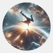 Sticker Rond Breakdancer en action, Ai, Action dans la Galaxie (Devant)
