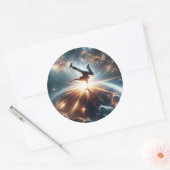 Sticker Rond Breakdancer en action, Ai, Action dans la Galaxie (Enveloppe)