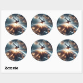 Sticker Rond Breakdancer en action, Ai, Action dans la Galaxie (Feuille)