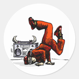 Sticker Rond Breakdancer et hip hop de boîte