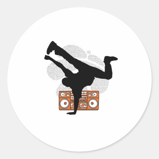 STICKER ROND BREAKDANCER SILHOUETTE (Devant)