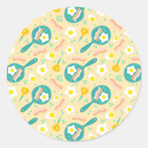 Sticker Rond Breakfast Pattern