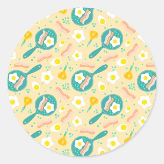 Sticker Rond Breakfast Pattern (Devant)