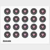 Sticker Rond Breast Cancer Awareness Heart I wear Pink For (Feuille)