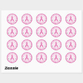Sticker Rond Breast Cancer Awareness I wear Pink For (Feuille)