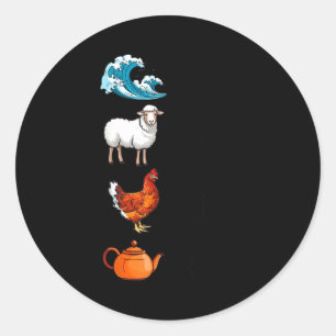 Sticker Rond Brebis de mer poule thé blague drôle citation homm