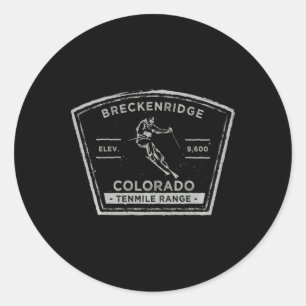 Sticker Rond Breckenridge Colorado Manche Longue Ski de neige