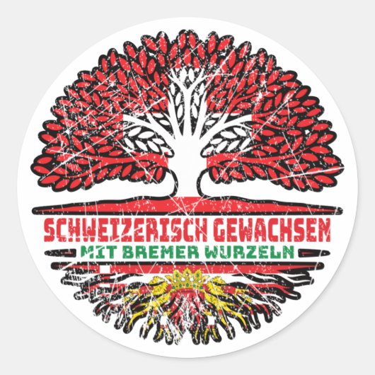 Sticker Rond Bremen Bremer Schweizer Schweiz Baum Wurzel Flagge (Devant)