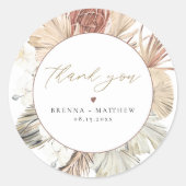 Sticker Rond BRENNA Bohemian Terracotta Dry Palm Boho Round (Devant)