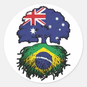 Sticker Rond Brésil Brésil Australie Australie racine arbre