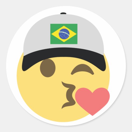Sticker Rond Brésil Casquette de baseball Emoji (Devant)