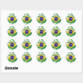 Sticker Rond Brésil déchiré le drapeau (Feuille)