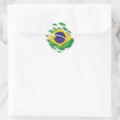 Sticker Rond Brésil déchiré le drapeau (Sac)