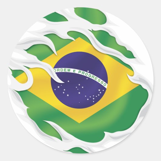 Sticker Rond Brésil déchiré le drapeau (Devant)