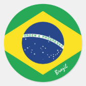 Sticker Rond Brésil et le drapeau brésilien patriotes, vacances (Devant)