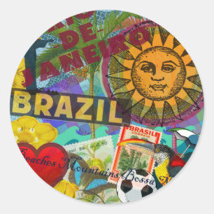 Sticker Rond Brésil Rio de Janiero Sun Travel Art coloré