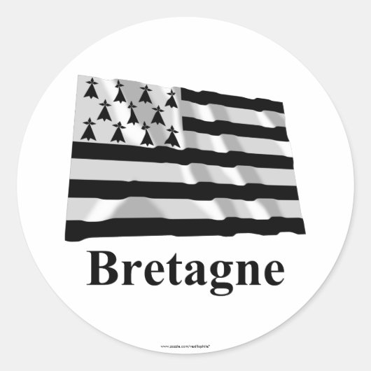 Sticker Rond Bretagne Drapeau avec nom en français (Devant)