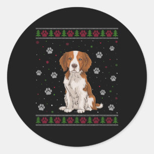 Sticker Rond Bretagne Espagnol Chandail de Noël Xmas Animal ani
