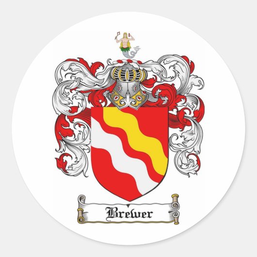 STICKER ROND BREWER FAMILLE CREST - BREWER COAT OF ARMS (Devant)
