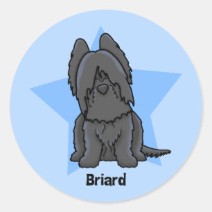 Sticker Rond Briard noir étoile Kawaii