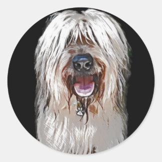 Sticker Rond Briard souriant