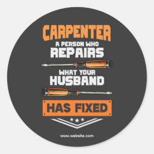 Sticker Rond Bricoleur de construction Charpentier Modèle Rus