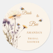 Sticker Rond Bridal Shower Bride to Bee Wildflower Ivory (Devant)
