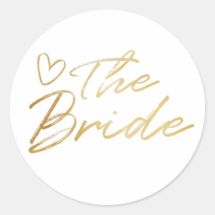 Sticker Rond Bride - Baguette de fausse feuille d'or