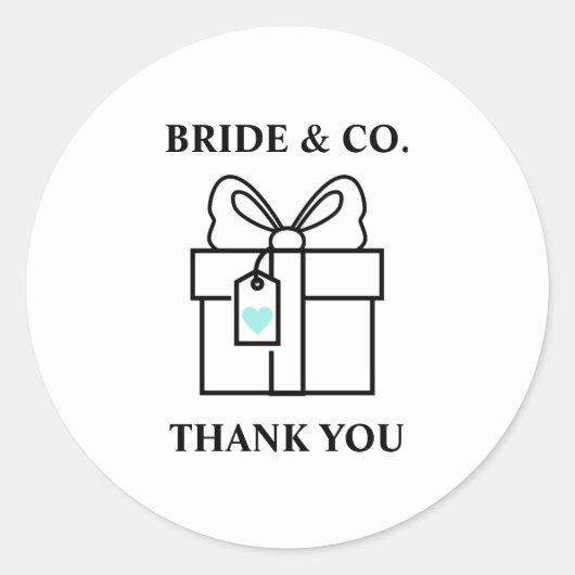 Sticker Rond Bride & Co. Réception de Mariage Turquoise (Devant)