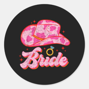 Sticker Rond Bride Country Cowgirl Casquette Western Bacheloret