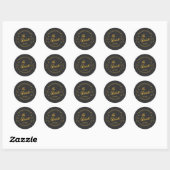 Sticker Rond Bride Gold Black Mariage élégant classique (Feuille)