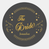Sticker Rond Bride Gold Black Mariage élégant classique (Devant)