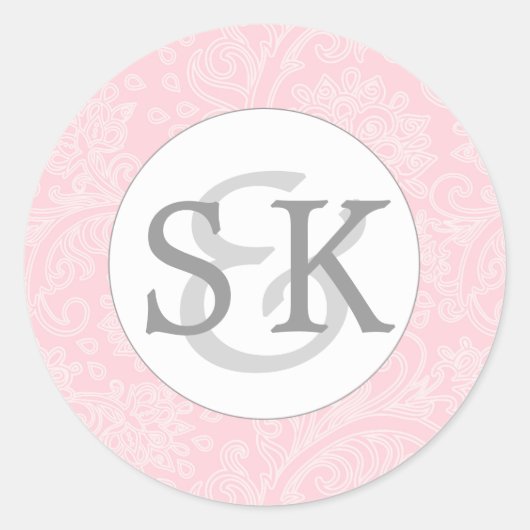 Sticker Rond Bride Groom initiales enveloppe monogramme sceau r (Devant)