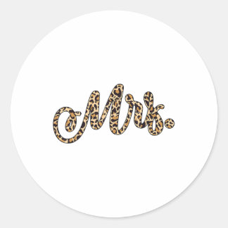 Sticker Rond Bride Groom Mme l'Empreinte de léopard Mariage Mat