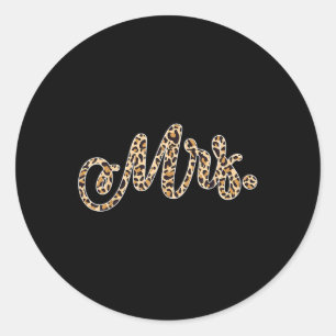 Sticker Rond Bride Groom Mme l'Empreinte de léopard Mariage Mat