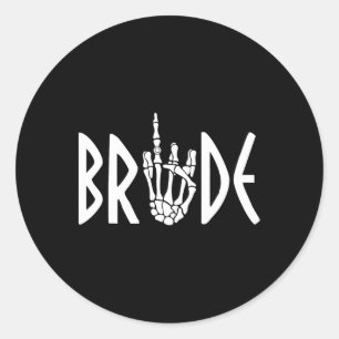 Sticker Rond Bride Groom Skeleton Mariage gothique Fiançailles