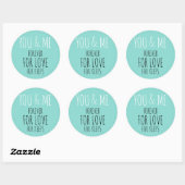 Sticker Rond Bride Groom You & Me Mariage Suite Douche Party (Feuille)