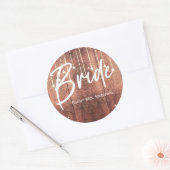 Sticker Rond Bride Lace bois texture lumières à cordes rustique (Enveloppe)