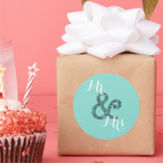 Sticker Rond BRIDE Mariage d'automne M & Mme Shower Party (Fête)