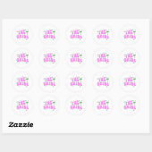 Sticker Rond bride palm springs bachelorette party retro pink (Feuille)