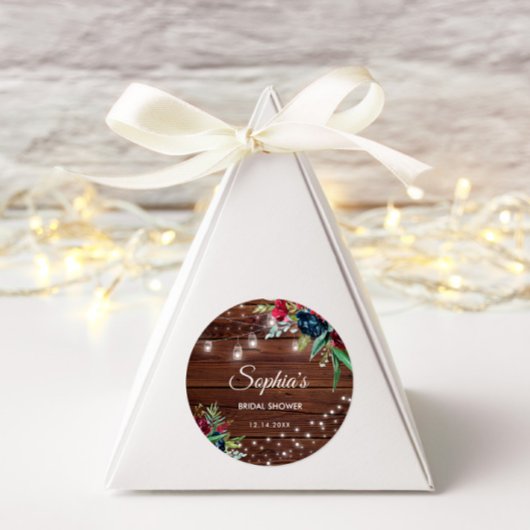 Sticker Rond Bride Rustique Bois Bourgogne Lumières Florales