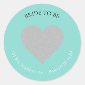Sticker Rond BRIDE Silver Heart Mariage Suite Adresse de retour (Devant)