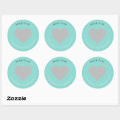 Sticker Rond BRIDE Silver Heart Mariage Suite Adresse de retour (Feuille)